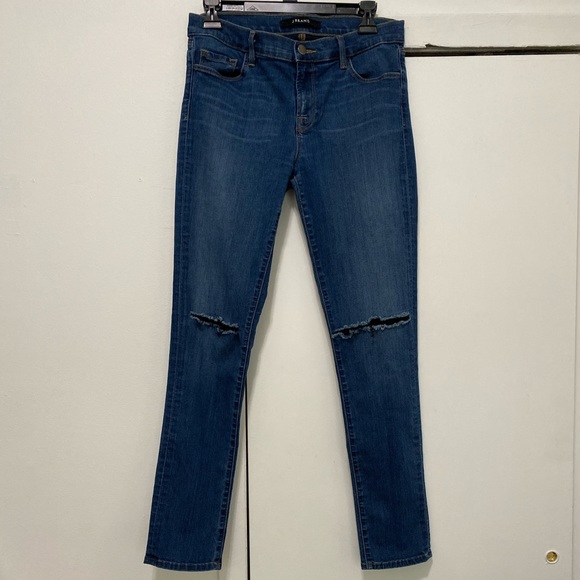 J Brand Mid Rise Skinny Jean with cuts Size 28 - Picture 1 of 7